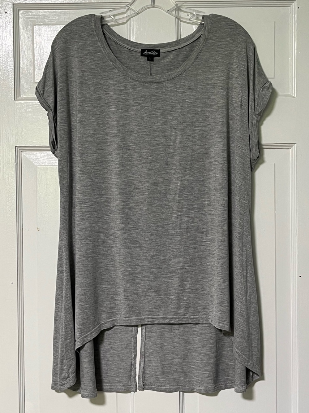 Anna Lane short-sleeve scoop neckline split-back detail high-low tunic top